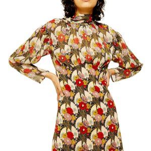 Topshop Lily Empire Waist Long Sleeve Dress